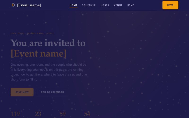 Event / wedding website template preview
