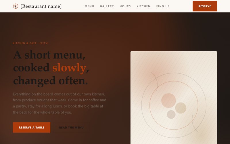 Restaurant / café website template preview