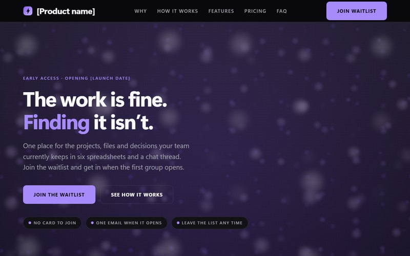 Product / SaaS landing page website template preview