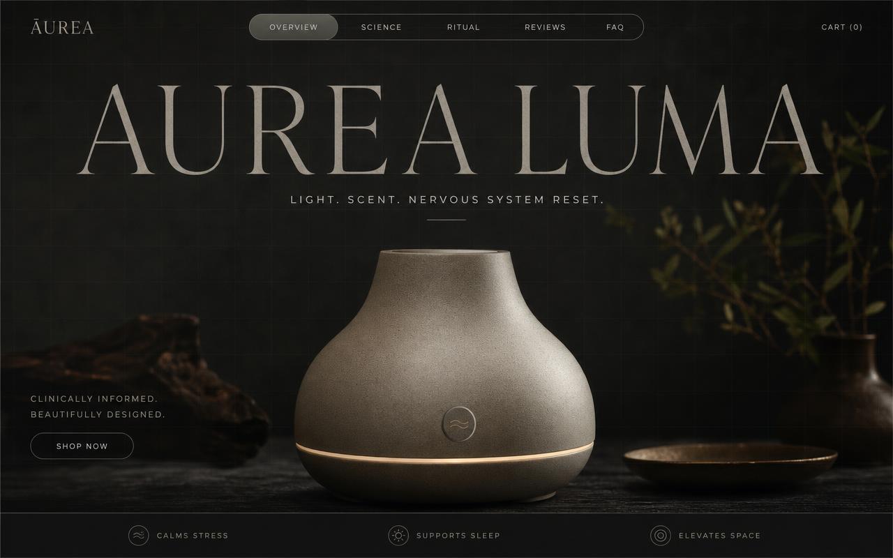 Wellness / device product website template preview